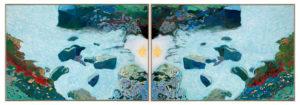 &quot;La source&quot;, Acryl. sur toiles et feuilles d&#039;or, 2 x 130H x 195L cm, 1986, Coll. privée Corée du sud. Jean-Paul Agosti